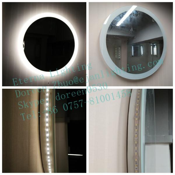 Glass Oval Shape Round Smart Touch Screen LED Bathroom Vanity Mirror with Dimming