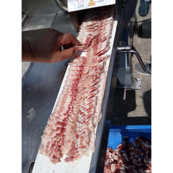 Quality Adjustable Automated Cooked Meat Slicing Machine / Pork Skin Beef Cutting Machine for sale
