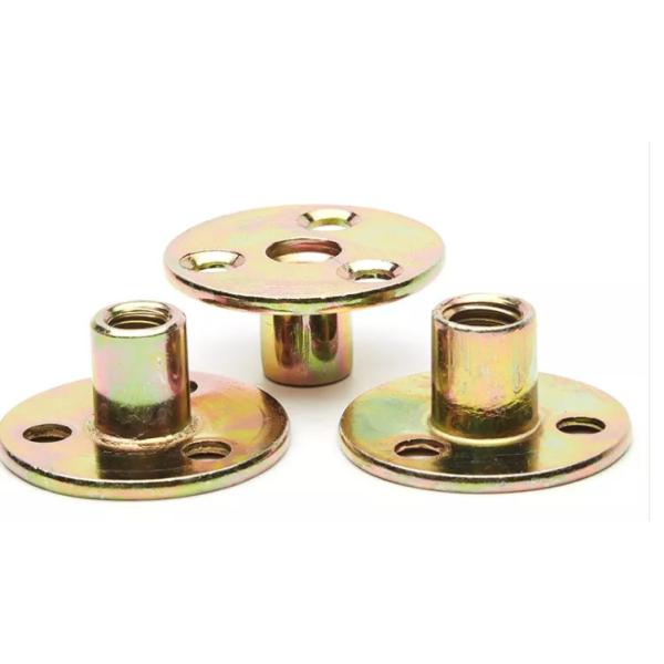 Quality Zinc Plated Round Base T Nut With Three Brad Hole Tee Nut M6 X 30 Size for sale
