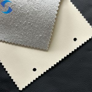 Artificial PU Flocked Backing Technics Elastic Embossed Synthetic EPU Leather