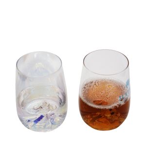 Ice Mountain Bottom Crystal Wine Glass With Ion Plated Irridescent