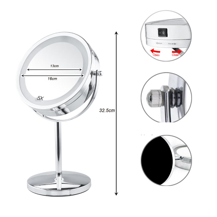 Adjustable Magnification Vanity Mirror Magnifying LED Lighted Makeup Mirror with Suction Cup,bathroom Flexible Gooseneck 10X
