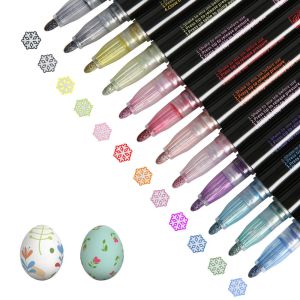 12-Color Outline Double Line Permanent Ink Marker Pens for Erasable Writing