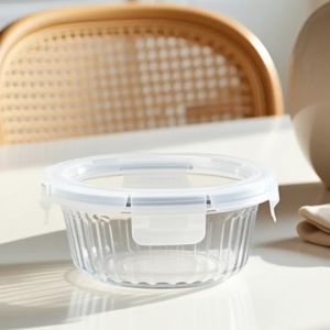 Wholesale Striped High Borosilicate Glass Food Container with PP Lid from china suppliers