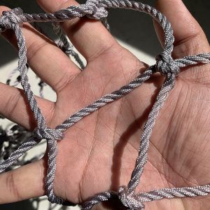 Flat webbing lifting cargo safety net for falling object protection