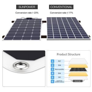 100 Watt Monocrystalline Solar Cell Panel Sunpower Strong Adhesive 2 Years
