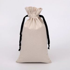 Slim Canvas Drawstring Bags Bulk , Small Custom Canvas Drawstring Bags