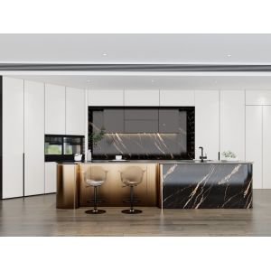 Buy cheap Luxury SS Modern Kitchen Cabinet With Multifunctional Curved Metallic Gold from wholesalers