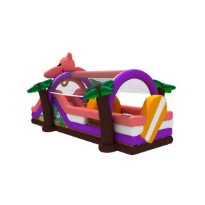 Trapaulin Flamingo Cartoon Theme Inflatable Obstacle Course Bouncer And Slide