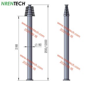 12m pneumatic telescoping mast for mobile surveillance cctv