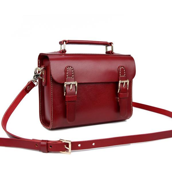 Polyester Lined Retro Cowhide Crossbody Bag in First Layer Vegetable Tanned Leather
