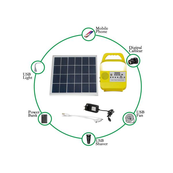 LED 9W Portable Solar Energy System With Mobile Phone Charging