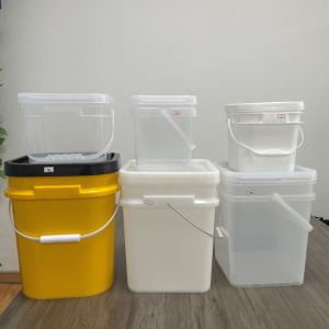 Polypropylene Square Pail Black Color 1-6.5 Gallon Plastic Square Bucket with