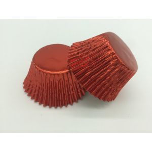 Disposable Aluminum Baking Cups Red Color Cupcake Decoration Customized Size