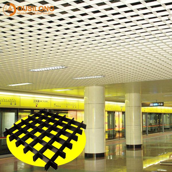 Rustproof Aluminum Suspended Open Grid Ceiling / Aluminium Grille Ceiling Panel for Shopping Mall