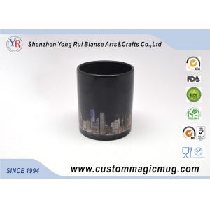 Customized Heat Reactive Coffee Mugs , Porcelain Black Magic Cup