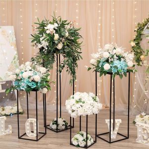 Single-side Bracket Metal Column Geometric Flower Stand for Event Tables