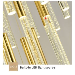 Modern Ceiling Led Chandelier Loft Staircase for Living Room Crystal Hanging