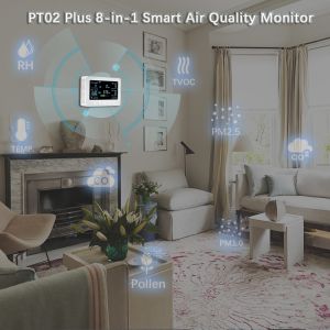Wi-Fi Air Quality Monitor Detects Pollen, TVOC, CO, CO2, PM2.5, 1.0, Temp. and