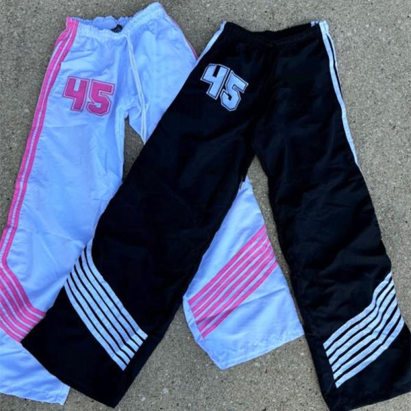 Custom Print Logo Stack Drawstring Line Men's Pant Polyester Pant High Quality