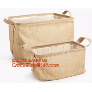 Custom-built hot sale jute clothes store receive cube storage basket, jute dirty
