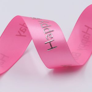 custom logo happy birthday printed satin ribbon for birthday party sashes