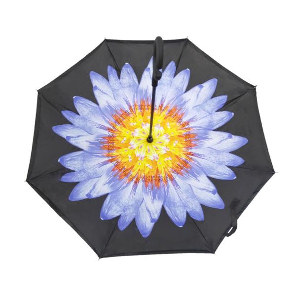 Quality Hands Free Double Layer C Handle Reverse Inverted Umbrella Windproof for sale