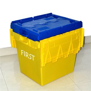Heavy Duty Collapsible Plastic Crates With Lids Reusable Moving Boxes