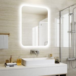 Backlit Wall Mounted Vanity Mirror Dimmable Lighting Moisture Resistance