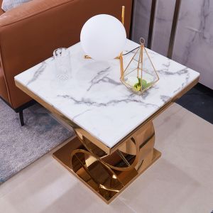 Functional SS Steel Edge Marble Top Couch Table Assembly Required