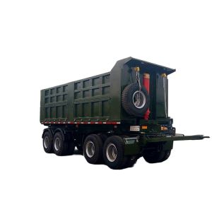 FUWA BPW Axle 27CBM Dump Draw Bar Trailer With 4 Axles Truck Performance
