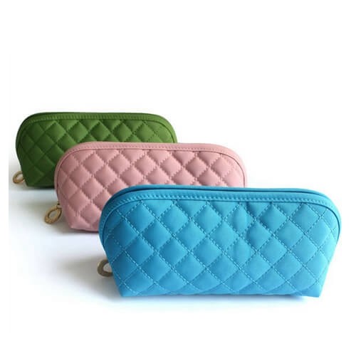 Quality Ladies Diamond Pattern Custom Cosmetic Bags With Separate Compartments for sale