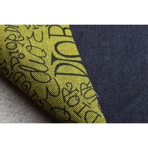 13oz Denim Twill Fabric Customized Print Pattern Face And Back Side