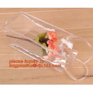 Pvc handle bag for shopping, cosmetic packaging handle zipper top pouch printed