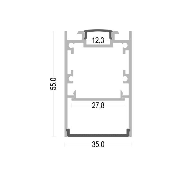 Driver in Anodized aluminum W35mm Up and Down Lighting LED Profile big dimension