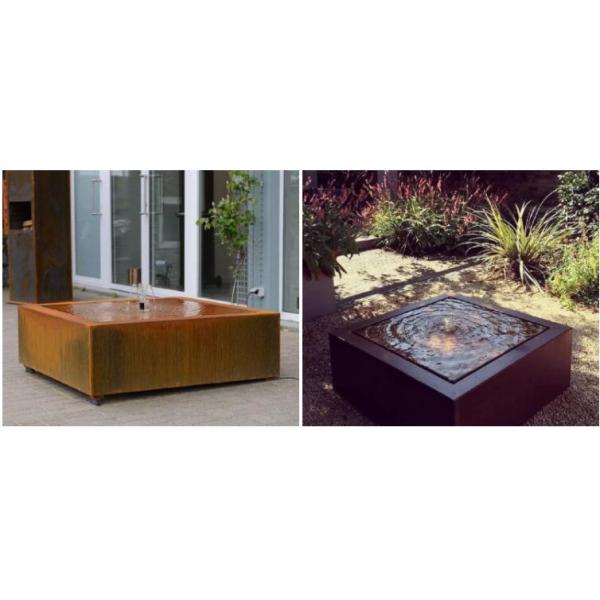 120*120*40cm Rusty Square Corten Steel Water Feature Fountain