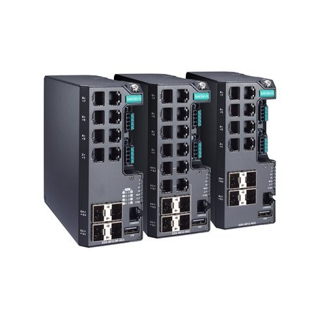 8+4G-port Moxa EDS-4012 Series switch / 8+4G+2 2.5GbE-port Moxa EDS-4014 Series