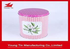 Round Metal Tea Tins CMYK Printed 0.23 MM Recyclable Tinplate With Pink Lid