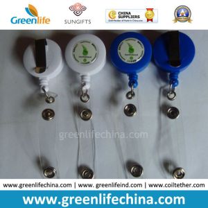 China Cheap White/Blue Plastic Custom Silkscreen Print Retractable Badge Reel on sale