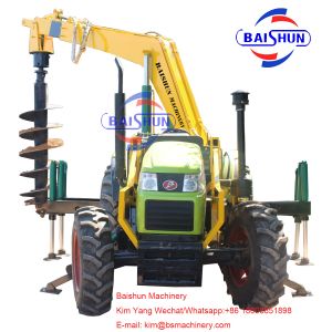 Power Skid Steer Post Hole Digger , Substation Pole Hole Drilling Machine