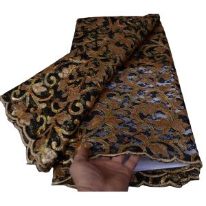 African Sequins Lace Fabric Multi color Net Embroidery Tulle Lace Fabric For