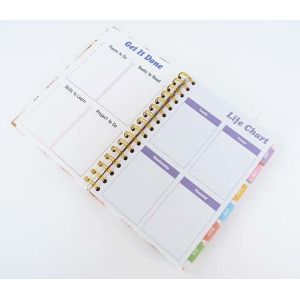 Offset Printing Gold Spiral Binding Weekly Academic Planner with Front and Back