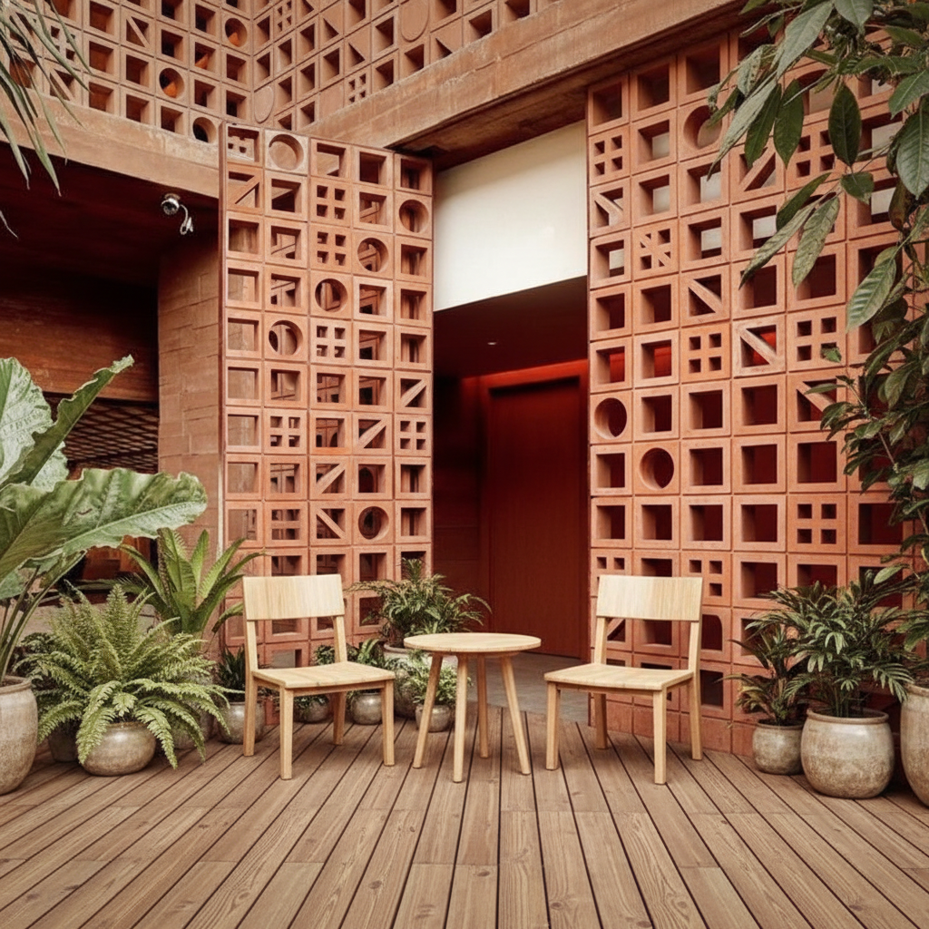 Ventilation Block Brick Circle Design Terracotta Clay Window Screen