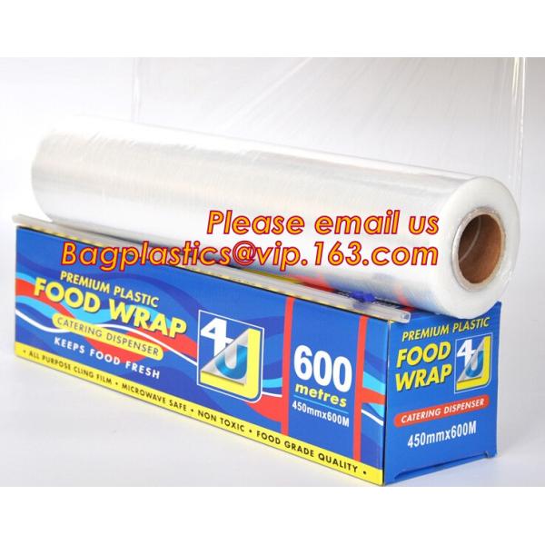 Keep Fresh PE food wrap plastic Cling film wrap jumbo roll, LLDPE power stretch wrap film food wrap stretch film, bageas