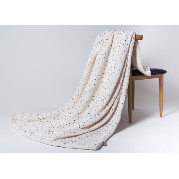 Silver Plating Flannel Polyester Fleece Blanket Reversible Plush Throw Fluffy