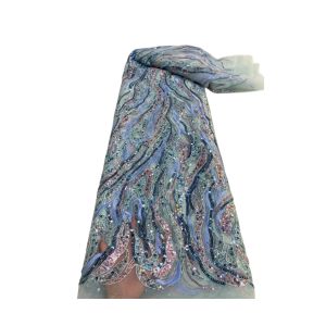 Wholesale New Arrival Quality Fancy Sequin Embroidery Mesh French African Lace Fabric For Formal Dress Abaya Dubai from china suppliers