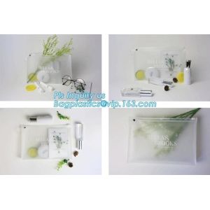 gusset slider Zip lockkk printed pvc zipper bags with holding loop with confetti