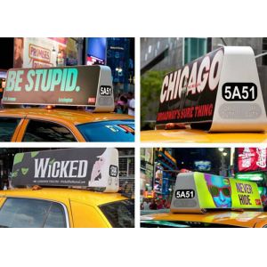 P5 LED Taxi Top Advertising Signs 6000cd/Sqm Brightness With Wireless Control