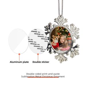 Sublimation Blank Christmas Ornaments Metal Snowflake Christmas Custom Christmas
