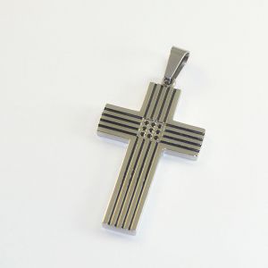 Wholesale Trendy Stainless Steel CZ Crystal Stones Inlay Cross Plus Symbol Necklace Pendant LDC234-1 from china suppliers